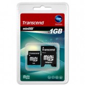 Флеш карта miniSD 1Gb Transcend+переходник SD 30x TS1GSDM